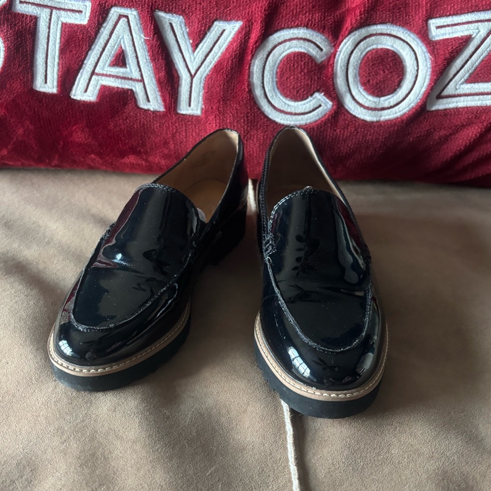 Franco Sarto Black Patent Leather Loafers